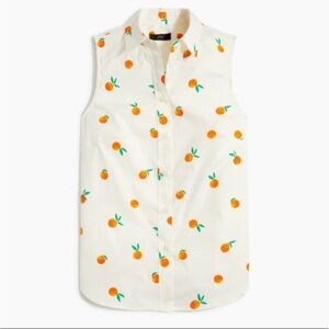 J. Crew Orange Fruit Print Button Down Top